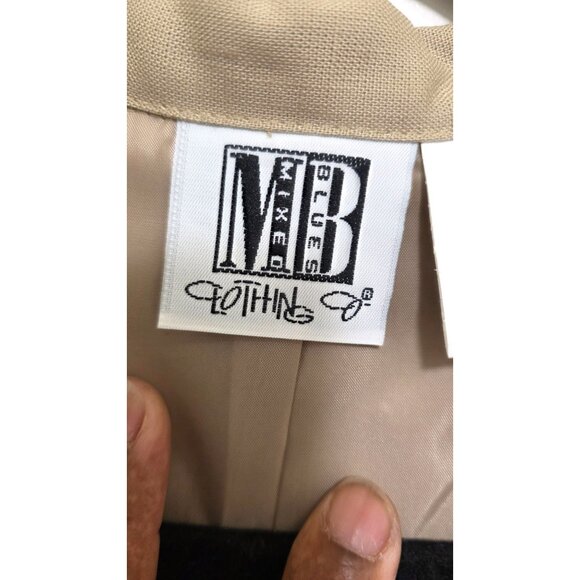 VTG Mixed Blues Women's Beige Two-Piece Pant Suit Professional Offices Size 11 C - Picture 7 of 8